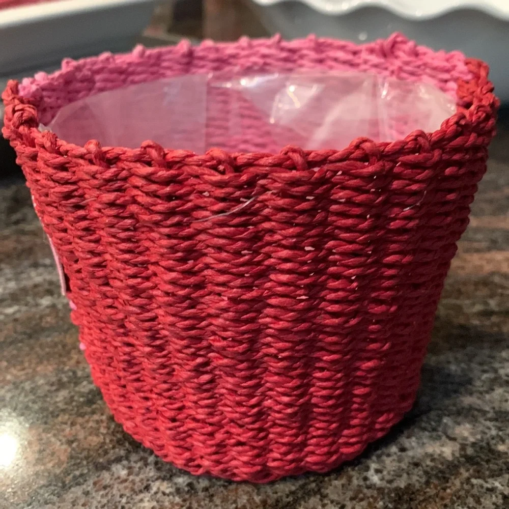 Heart Planter Wicker Woven Basket Holder